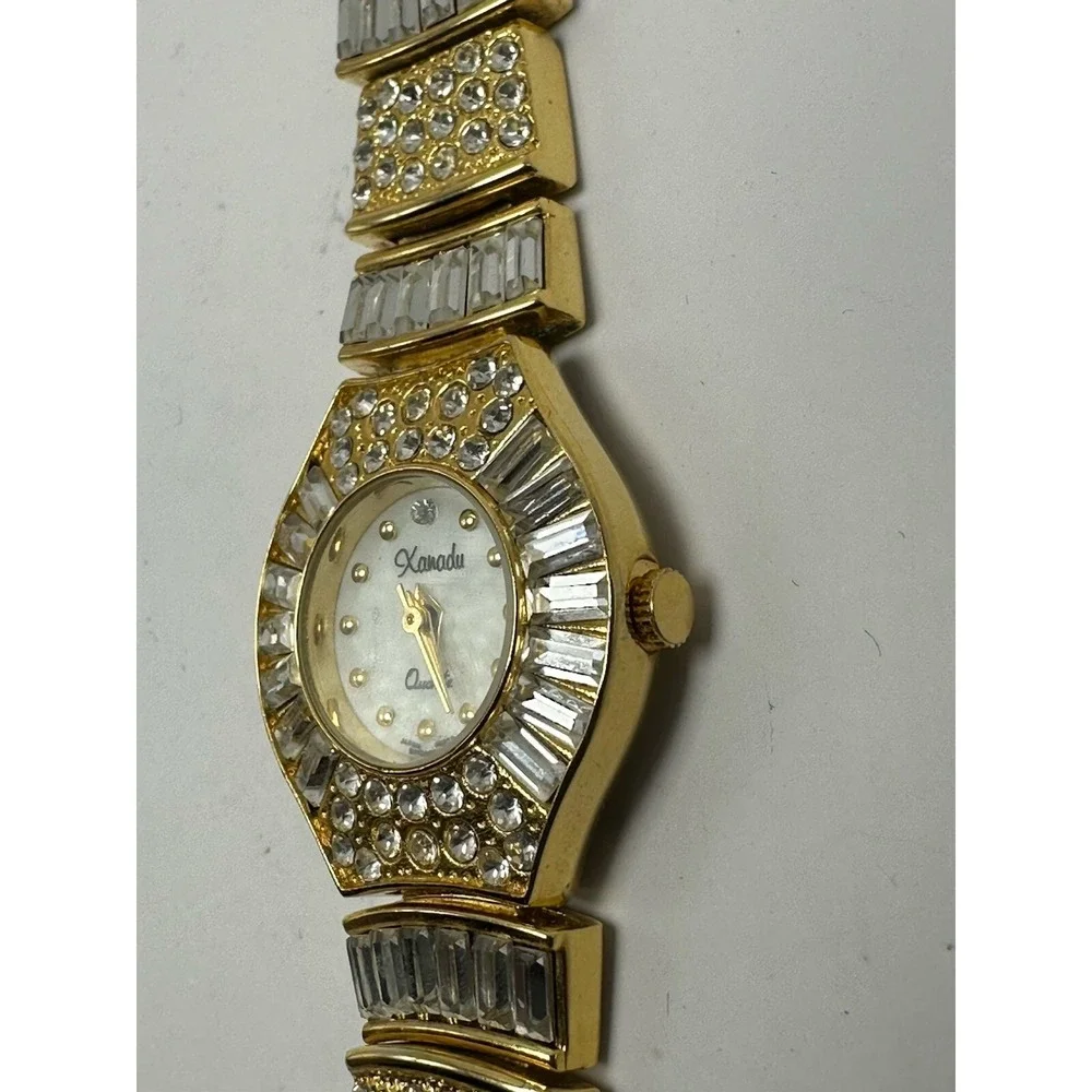 Xanadu Ladies Watch White Crystals New Battery 24MM 7.25